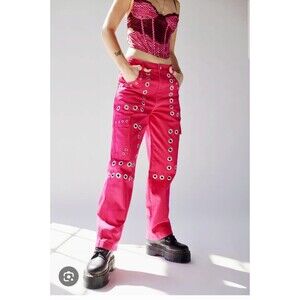 BDG Urban Outfitters Women's Maxo Grommet Cargo Jeans Size 27 Pink Denim Utility